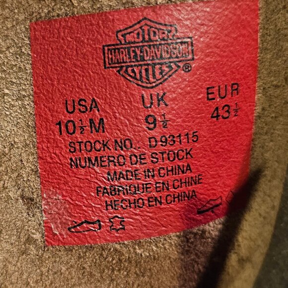 Mens Harley Davidson Josh Brown Suede Leather Side Zip Riding Boots 10.5M D93115 - Picture 3 of 4